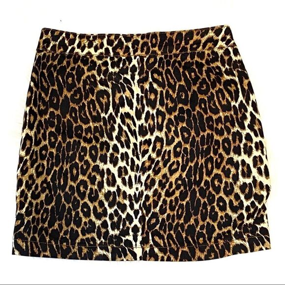 Brown Leopard Mini Skirt Exposed 3 Zipper NWT - Picture 6 of 6
